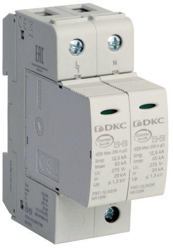 Ограничитель импульсных напряжений УЗИП DKC Jupiter 2п L-N-PE классI+II 12,5кА картинка